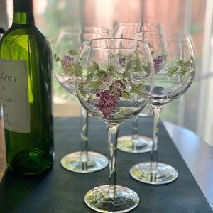 Hand painted crystal wine glasses